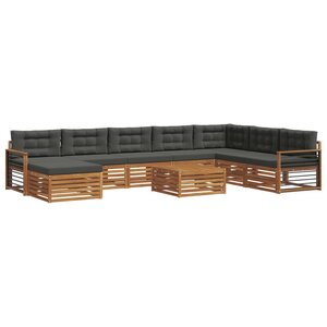 vidaXL Ensemble de canapés d'extérieur 9 Pièces Naturel et Anthracite