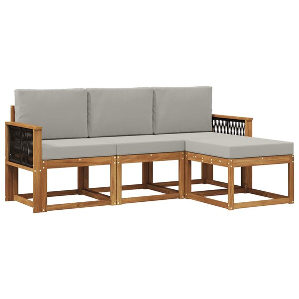vidaXL Ensemble de canapés d'extérieur 4 pc Naturel et gris clair