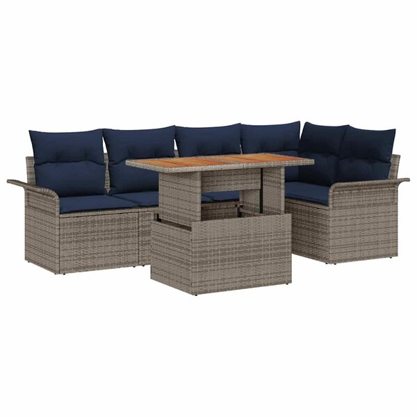 vidaXL Ensemble de canapé de jardin 6 Pièces Gris Poly rotin