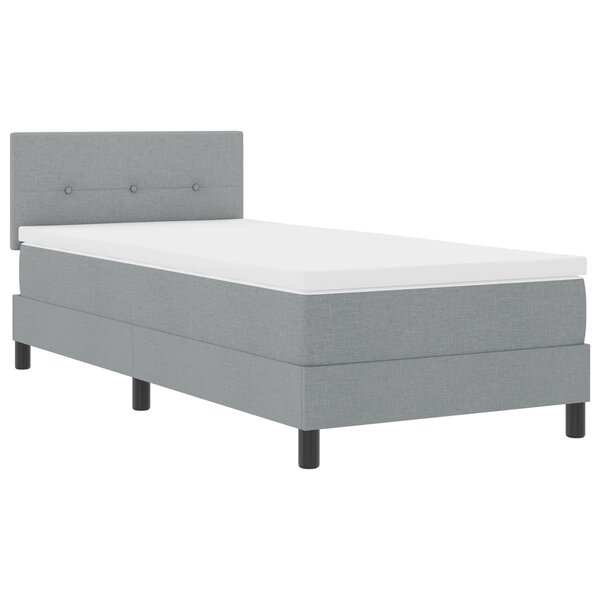 vidaXL Lit box spring avec matelas et lumière LED gris clair 100x200 cm en tissu