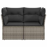 vidaXL Canapé de jardin 2 places avec coussins gris résine tressée
