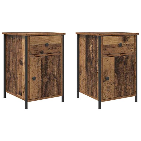 vidaXL Cabinet de chevet avec tiroir 2 Pièces Bois ancien 40 x 42 x 60 cm