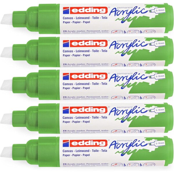 Marqueur acrylique large 5000 vert jaune 5-10 mm x 5 EDDING