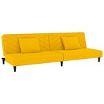 vidaXL Canapé-lit à 2 places avec deux oreillers Jaune Velours