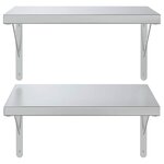 vidaXL Étagères murales 2 Pièces 50x40 cm argenté acier inoxydable