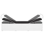 vidaXL Chaises longues de jardin table à thé 3Pièces Résine tressée Blanc