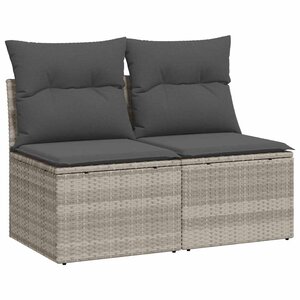vidaXL Salon de jardin 2 Pièces avec coussins gris clair polyrotin acacia