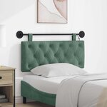 vidaXL Tête de lit suspendue Avec lumière LED Vert Mer Velours