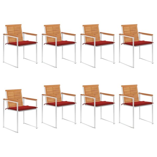 vidaXL Chaises de jardin 8 Pièces avec coussins Bois d'acacia solide