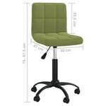 vidaXL Chaise pivotante de salle à manger Vert clair Velours