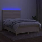 vidaXL Sommier à lattes de lit et matelas et LED Crème 140x190cm Tissu