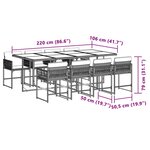 vidaXL Ensemble à manger de jardin et coussins 9 Pièces mélange beige