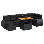 vidaXL Salon de jardin 8 Pièces avec coussins noir résine tressée