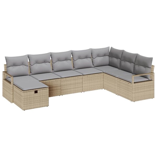 vidaXL Ensemble de canapé de jardin 8 Pièces beige et gris clair