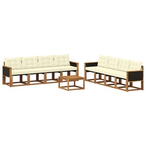 vidaXL Ensemble de canapés d'extérieur 9 Pièces Naturel et Crème