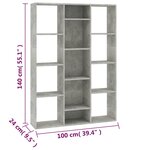 vidaXL Séparateur de pièce/Bibliothèque Gris béton Bois d’ingénierie