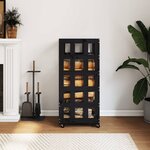 vidaXL Porte-bûches avec roulettes noir 40x49x110 cm bois massif pin