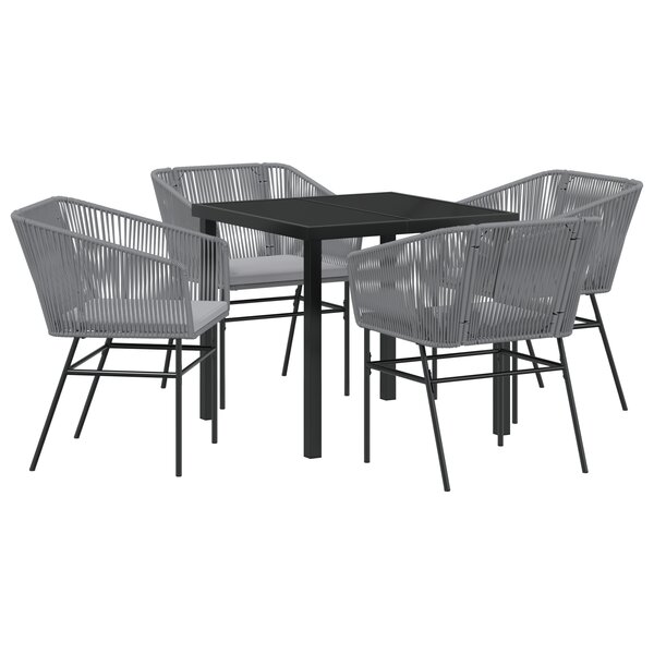 vidaXL Ensemble de salle à manger de jardin 5 pièces avec coussins gris en poly rotin