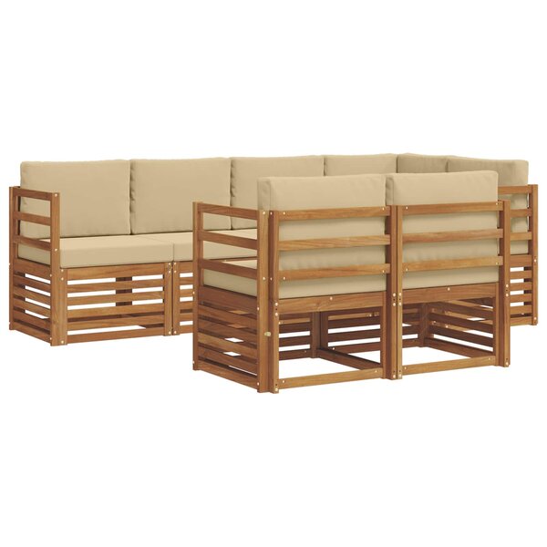 vidaXL Ensemble de canapés d'extérieur 7 pc Naturel et Beige Polyester