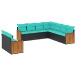 vidaXL Salon de jardin 9 Pièces avec coussins noir résine tressée