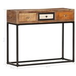 vidaXL Table console Doré 90x30x75 cm Bois de récupération massif
