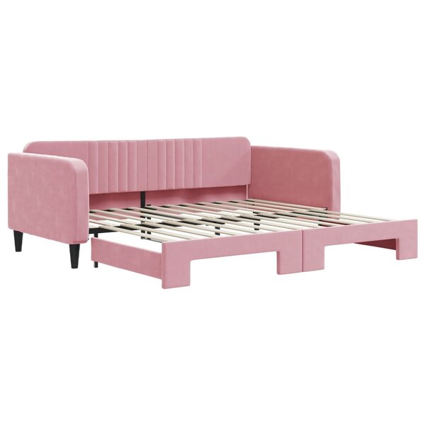 vidaXL Lit de jour avec lit gigogne rose 100x200 cm velours