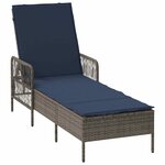vidaXL Chaise longue avec coussin Gris 157 x 55 x 92cm polyrotin