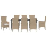 vidaXL Ensemble de salle à manger pour jardin 9 Pièces Beige polyrotin