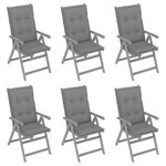 vidaXL Chaises inclinables de jardin 6 Pièces avec coussins Bois d'acacia