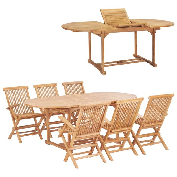 vidaXL Ensemble à manger d'extérieur 7Pièces 150-200x100x75cm Teck massif