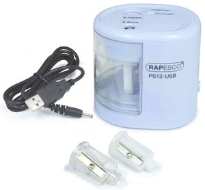 Taille-crayon électrique double PS-12-USB Piles ou USB Bleu RAPESCO