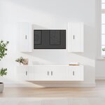 vidaXL Ensemble de meubles TV 5 Pièces Blanc brillant Bois d'ingénierie