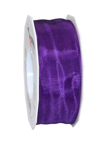 Ruban de soie acetat laitonné lyon 25-m-rouleau 40 mm violet