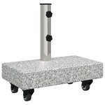 vidaXL Base de parasol sur roues pour poteaux de Ø38/48mm Gris Granit 25 kg Rectangulaire