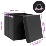 vidaXL Boîtes de rangement avec couvercle 10 Pièces Noir 32x32x32cm Tissu