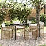 vidaXL Ensemble de salle à manger pour jardin 5 Pièces Beige polyrotin