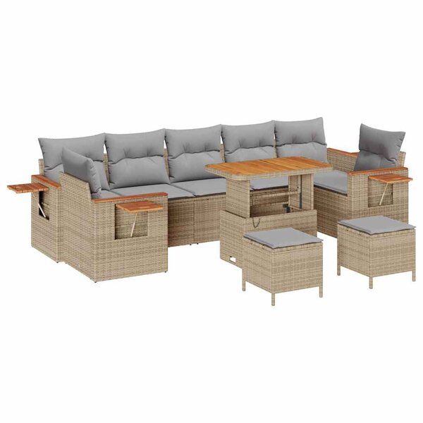 vidaXL Ensemble de canapé de jardin Manuel 10 Pièces beige et gris clair