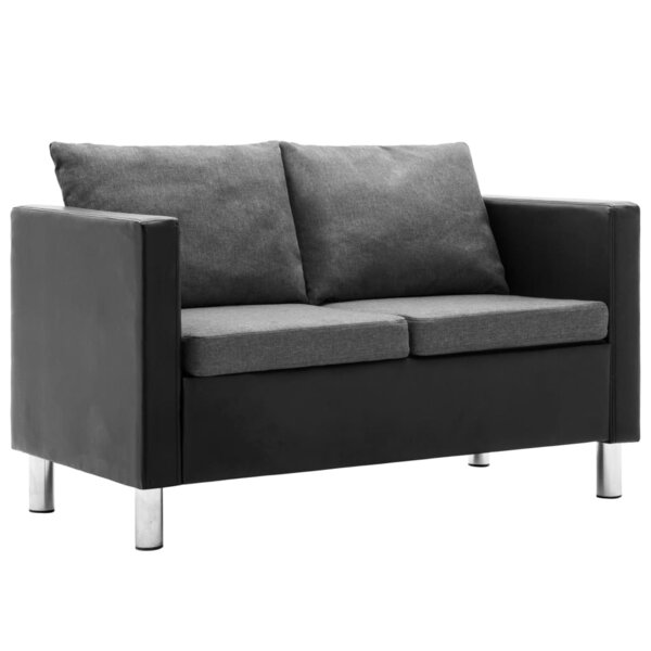 vidaXL Canapé à 2 places Simili-cuir Noir et gris clair