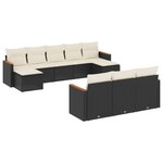 vidaXL Salon de jardin 10 Pièces avec coussins noir résine tressée