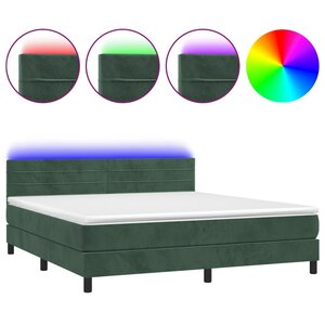 vidaXL Sommier à lattes de lit avec matelas LED Vert foncé 180x200 cm