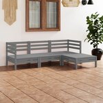 vidaXL Salon de jardin 4 Pièces Bois de pin massif Gris
