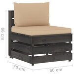 Vidaxl salon de jardin 5 pièces avec coussins bois imprégné de gris