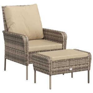vidaXL Chaise de jardin avec tabouret marron clair résine tressée