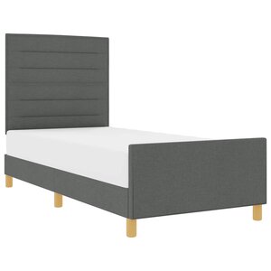 vidaXL Cadre de lit avec tête de lit Gris foncé 90 x 200 cm tissu
