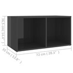 vidaXL Meuble TV Gris brillant 72x35x36 5 cm Aggloméré