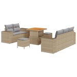 vidaXL Canapé de jardin 8 pièces avec coussins en rotin synthétique beige et acacia