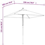 vidaXL Parasol de jardin avec mât en bois noir 198x198x231 cm