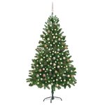vidaXL Arbre de Noël artificiel pré-éclairé et boules 210 cm vert