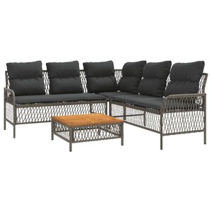 vidaXL Salon de jardin 2 Pièces avec coussins Gris Résine tressée