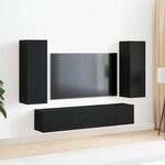 vidaXL Ensemble de 4 Meubles TV - Muraux en Bois d'Oak Noir
